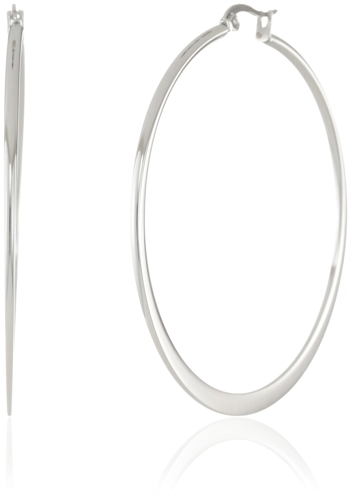 Amazon Essentials Gold Plated or Stainless Steel Flattened Hoop Earrings
