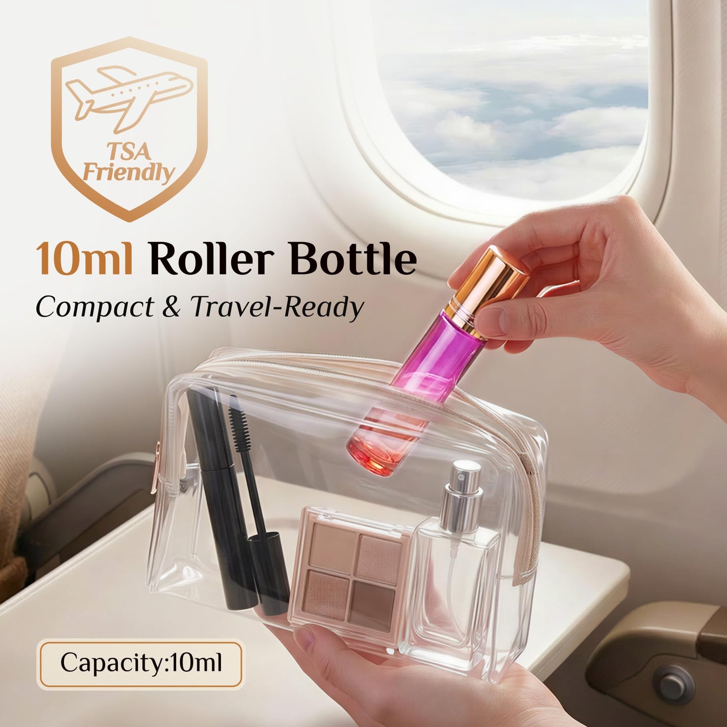 PrettyCare 4 Pack Amber Glass Oil Roller Bottles for Essential Oils 10ml, Roll On Bottles with Stainless Steel Roller Ball Leak-Proof Perfume Travel Refillable Bottle Empty, Beauty & Personal Care