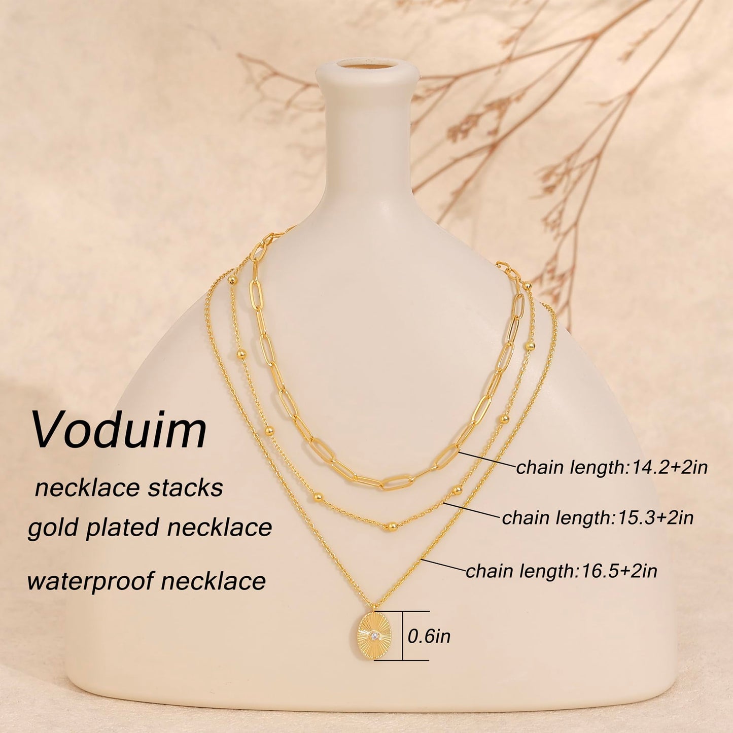 Layered Necklaces for Women, Dainty 14K Gold Plated Circle Peadant Chain Necklace Set Simple Paperclip Stacked Necklaces for Women Trendy Gold Jewelry