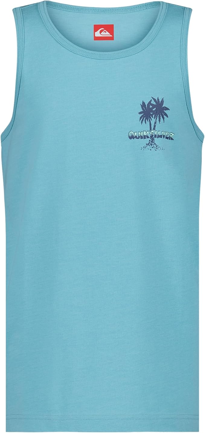 Quiksilver Boys' Sleeveless Graphic Tank Top Shirt, Aqua Beach, S8 (Clearance)