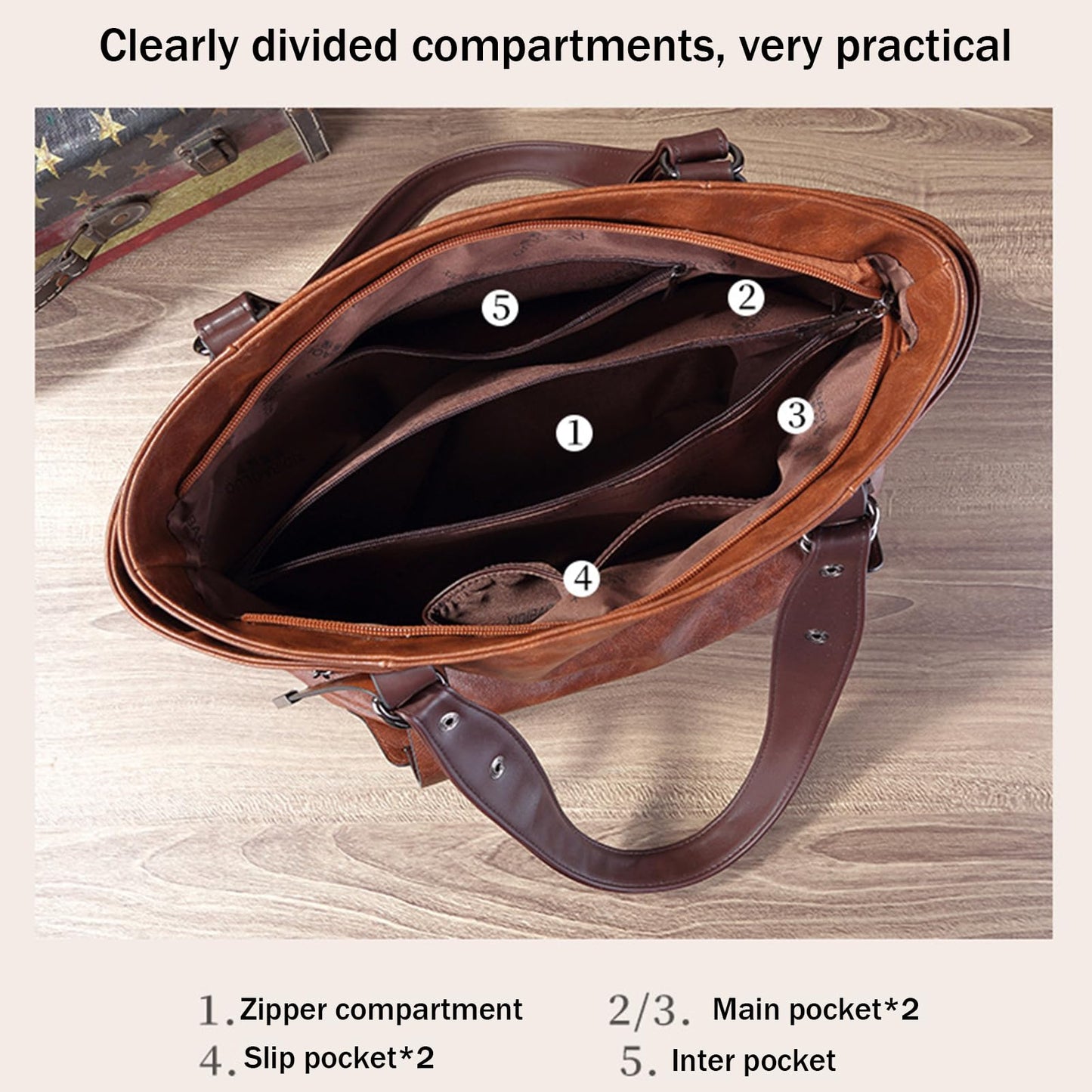 Handbags and Purses for women Vegan Leather Tote Bag for Women Satchel Shoulder Bags Travel Purse with Compartments