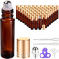 PrettyCare 4 Pack Amber Glass Oil Roller Bottles for Essential Oils 10ml, Roll On Bottles with Stainless Steel Roller Ball Leak-Proof Perfume Travel Refillable Bottle Empty, Beauty & Personal Care