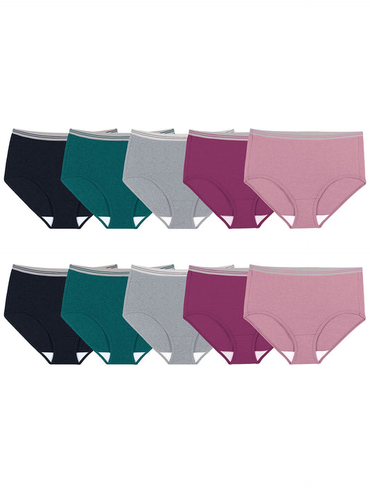 Fruit of the Loom womens Tag Free Cotton Panties (Regular & Plus Size) Briefs, Brief - 12 Pack Assorted Colors, 9 US