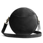 S-ZONE Leather Crossbody Bags for Women Circle Shoulder Round Purse Travel | Top Grain Leather, Keychain, Designer Handbag, Vintage, Multi Pockets, Detachable Strap, Eveyday Outing