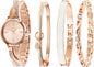 TIME100 Women's Bangle Watch and Gold Watch Chain Bracelets Premium Crystal Accented Bracelet Set W50888L