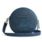 S-ZONE Leather Crossbody Bags for Women Circle Shoulder Round Purse Travel | Top Grain Leather, Keychain, Designer Handbag, Vintage, Multi Pockets, Detachable Strap, Eveyday Outing