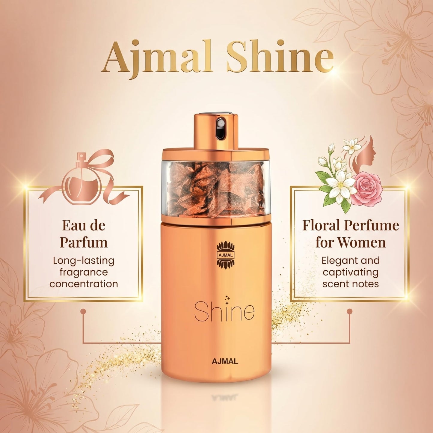 Ajmal Aurum Eau de Parfum 2.5 oz (75 ml) for Women | Fresh, Fruity & Floral Oriental Perfume with Amber, Musk & Vanilla | Long-Lasting Luxury Scent from Dubai