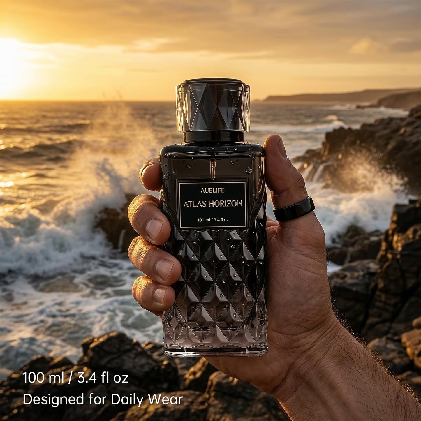 Auelife Cologne for Men, Alcohol-Free Long Lasting Perfume Fragrance, Fresh Lemon Citrus & Marine Scent with Cedar, Patchouli & Musk, 100ml / 3.4 Fl Oz, Daily Wear, Father’s Day Gift (NAVY MERIDIAN)