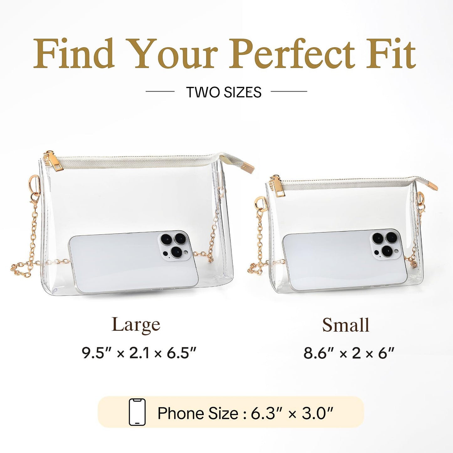 BS-VOG Clear Purse for Women - Stadium Approved Small Crossbody Bag with Zipper, Clear Stadium Bag for Concerts, Sports