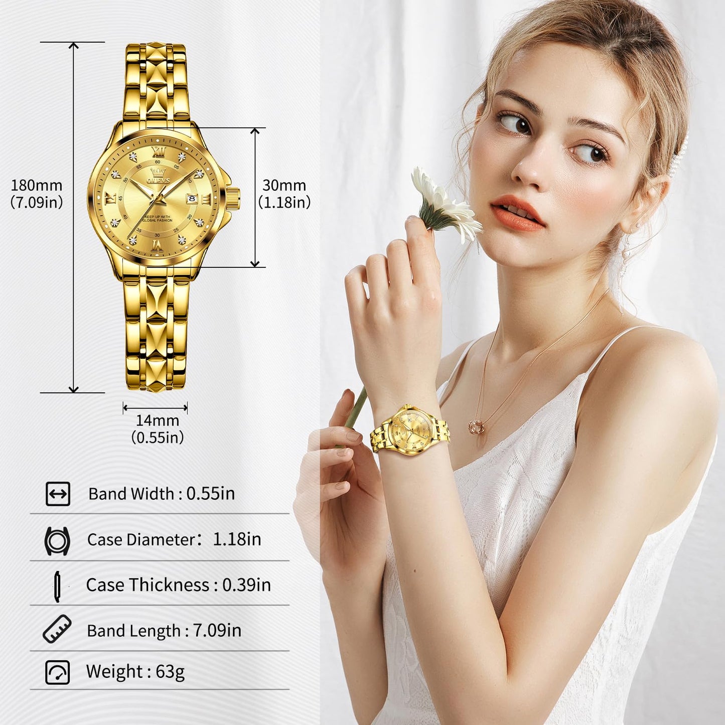 OLEVS Watch Women Two Tone Watches for Women with Date Dress Womens Watches for Small Wrists Luxury Easy Read Womens Watch Waterproof Blue/Black/Gold/Silver Dial Reloj para Mujer