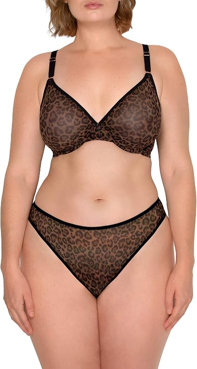 Smart & Sexy Womens Mesh Lace Cheeky Brief Panties, Available Multi Packs Bikini Style Underwear, Black Hue/White, 9 US (Clearance)