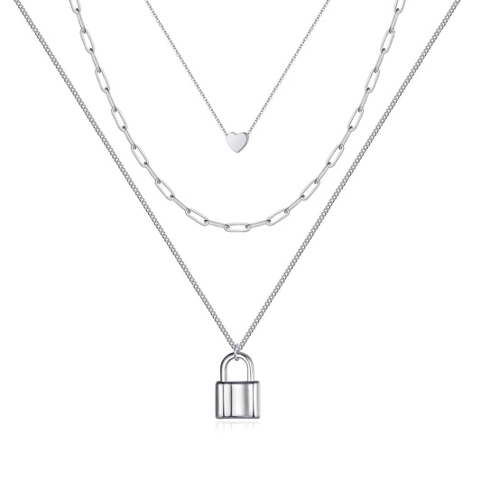 Turandoss Dainty Layered Choker Necklace, Handmade Y Pendant Necklace Multilayer Bar Disc Necklace Adjustable Layering Choker Necklaces for Women