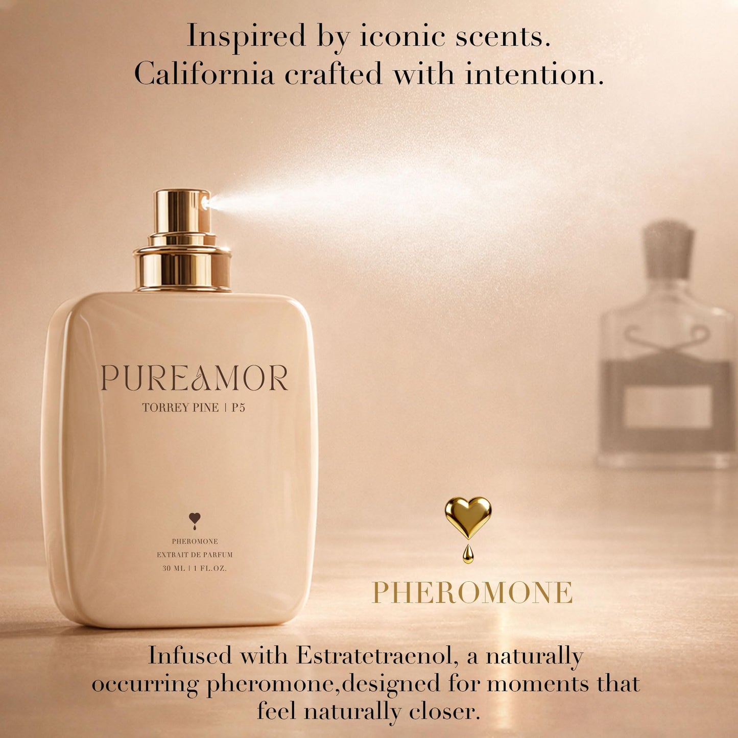 PUREAMOR Pheromone Perfume for Women, Moonlight Mellow Extrait de Parfum - Long Lasting Sweet Floral Gourmand Scent, 30% High Concentration, Full Size Fragrance Spray, 1.0 oz / 30 ml
