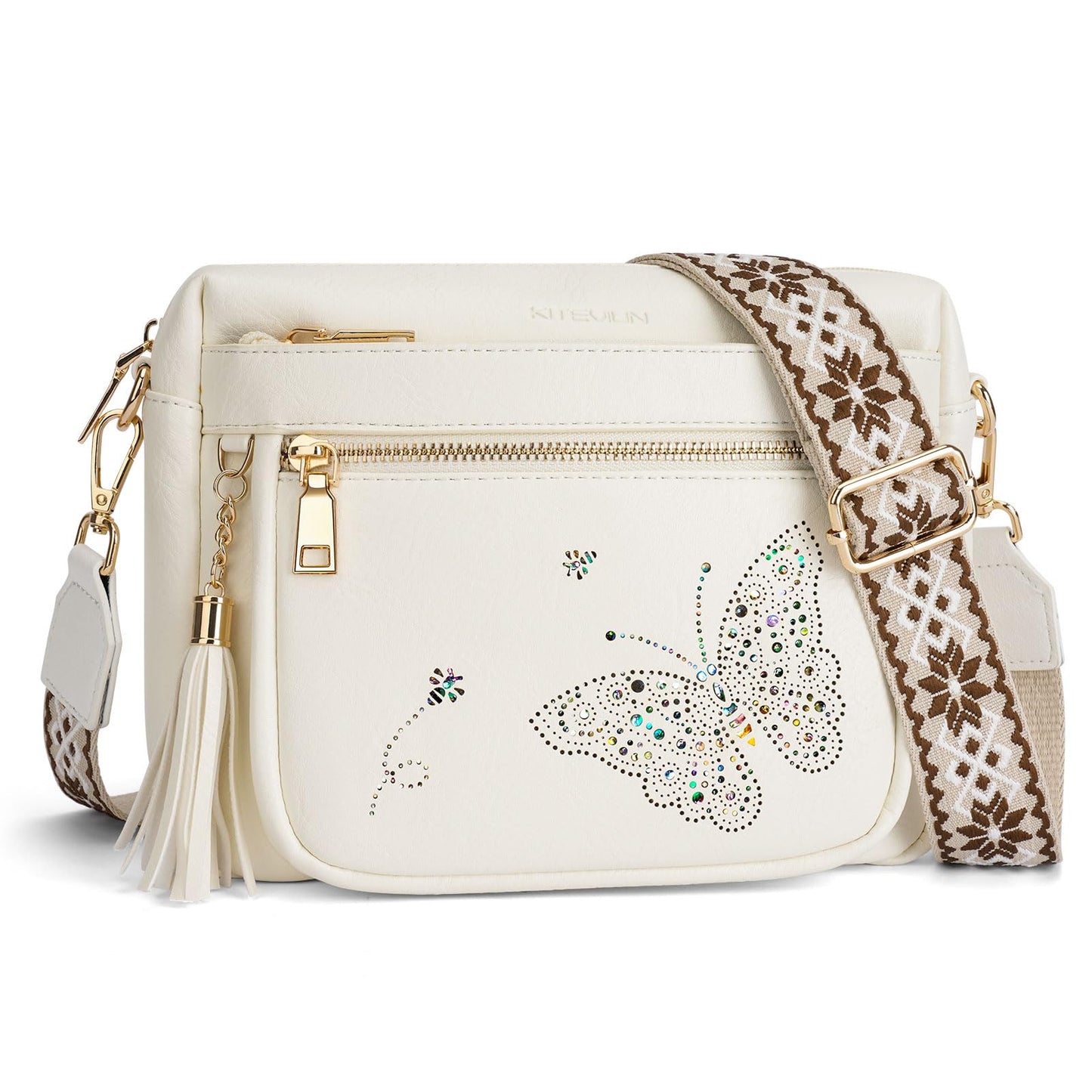 KITEVIUN Crossbody Bags for Women Trendy Leather Crossbody Purse Shoulder Handbags Butterfly Design