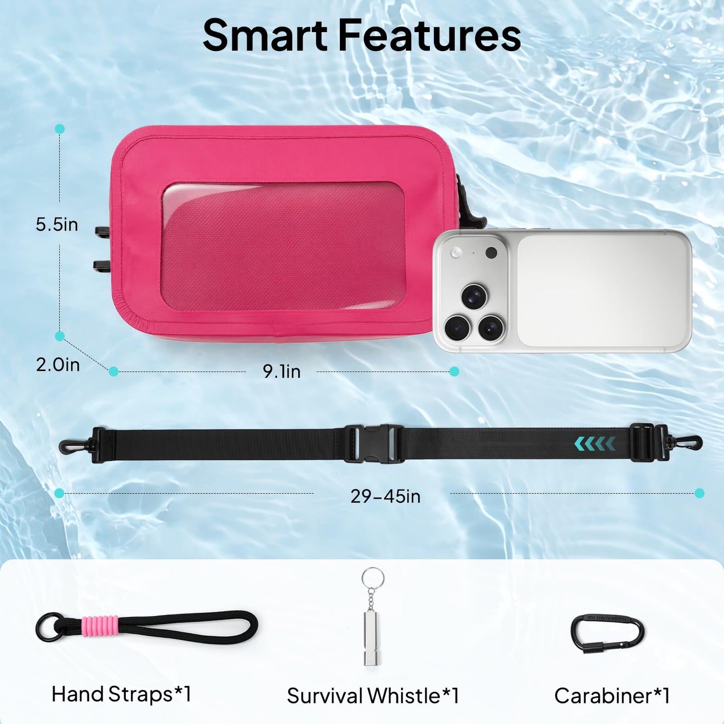 TOPEAST Waterproof Fanny Pack for Women & Men, Waterproof Belt Bag with Phone Pouch, Adjustable Crossbody & Waist Pack for Swimming, Hiking, Beach & Outdoors Essentials, Blue