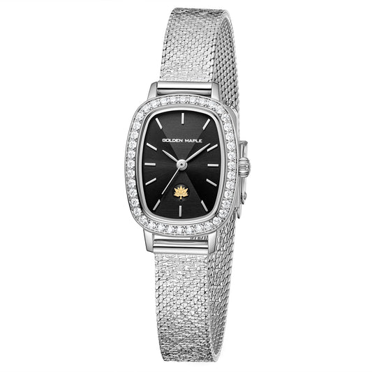 GOLDEN MAPLE Watches for Women, Dainty Gold Watch with Small Stainless Steel Case, Quartz Movement and Water Resistant, Adjustable Mesh Band