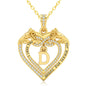 Uncle LOL Jewelry — 14K Gold Initial Letter Rose Heart Pendant Necklace for Women, Anniversary Birthday Jewelry Gifts for Wife Mom Grandma Sister Daughter, I Love You for Always And Forever