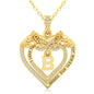 Uncle LOL Jewelry — 14K Gold Initial Letter Rose Heart Pendant Necklace for Women, Anniversary Birthday Jewelry Gifts for Wife Mom Grandma Sister Daughter, I Love You for Always And Forever