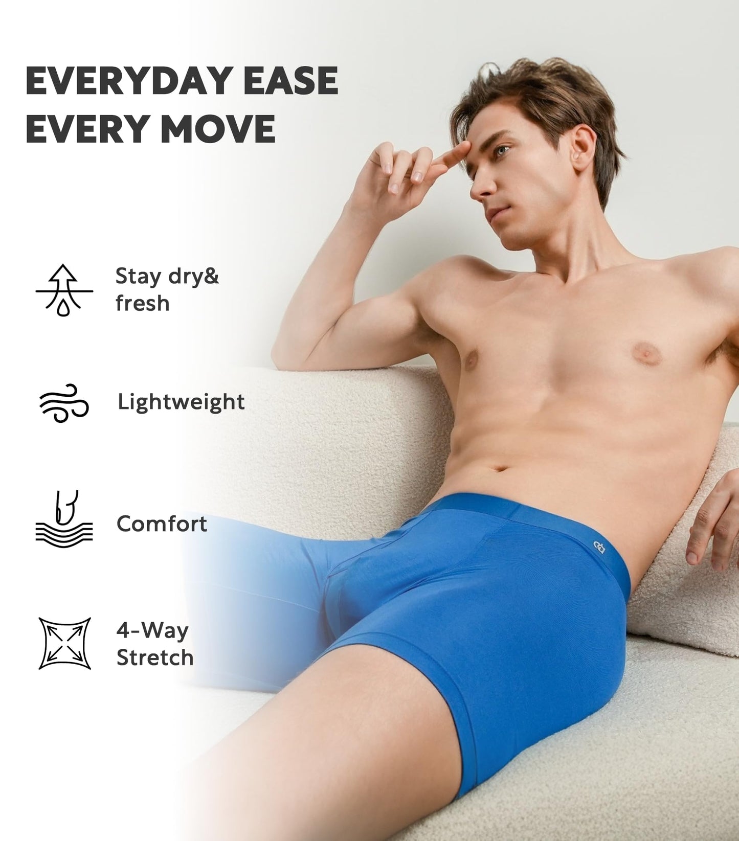 DAVID ARCHY Men's Ultra Soft Underwear Modal Boxer Briefs Slim Fit 6.5" | Second Skin Fabric Breathable, Smooth Low-Profile Waistband, Easy Access Side Fly, Tagless Anti Chafing for All-day Comfort
