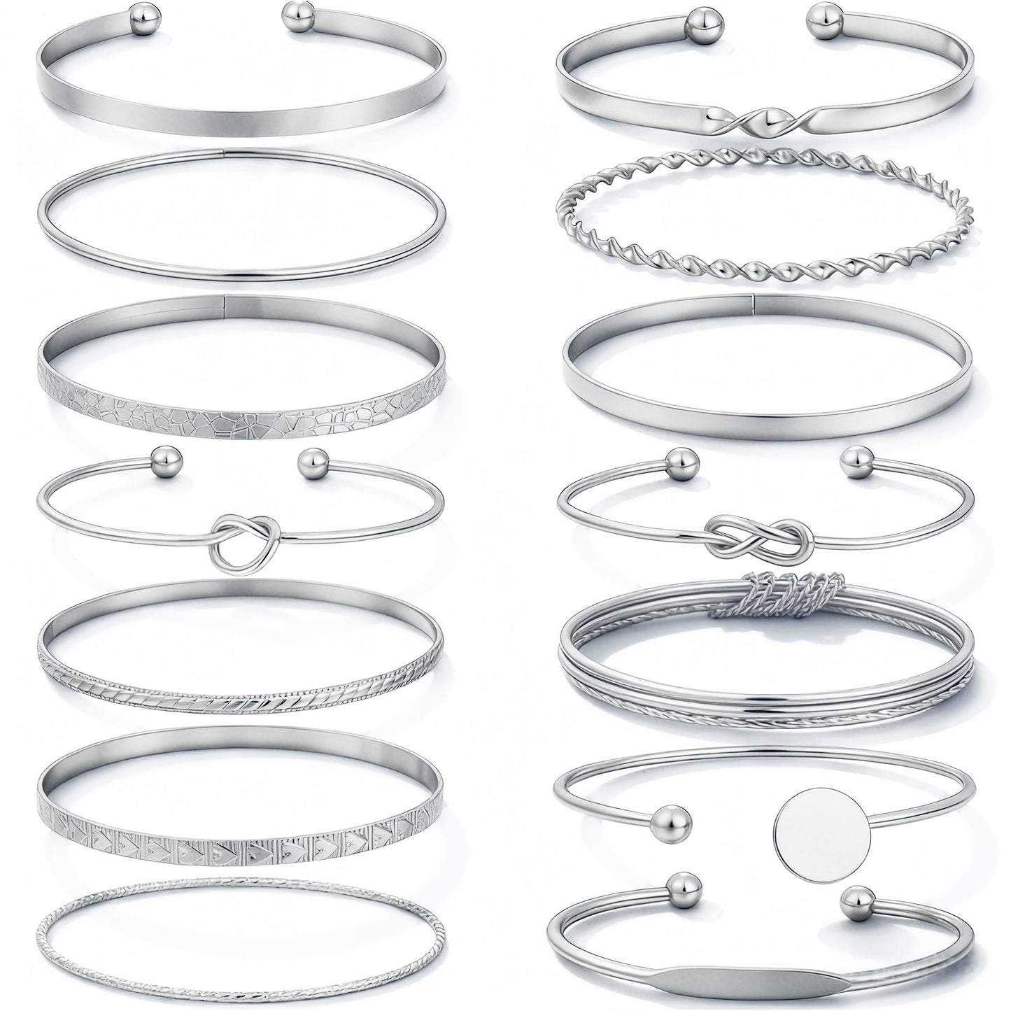 FAXHION Gold Bangle Bracelets for Women, 14 Pcs Multi Layer Stackable Bangle Set, 14K Gold Plated Textured Chunky Bracelets Boho Jewelrys Set