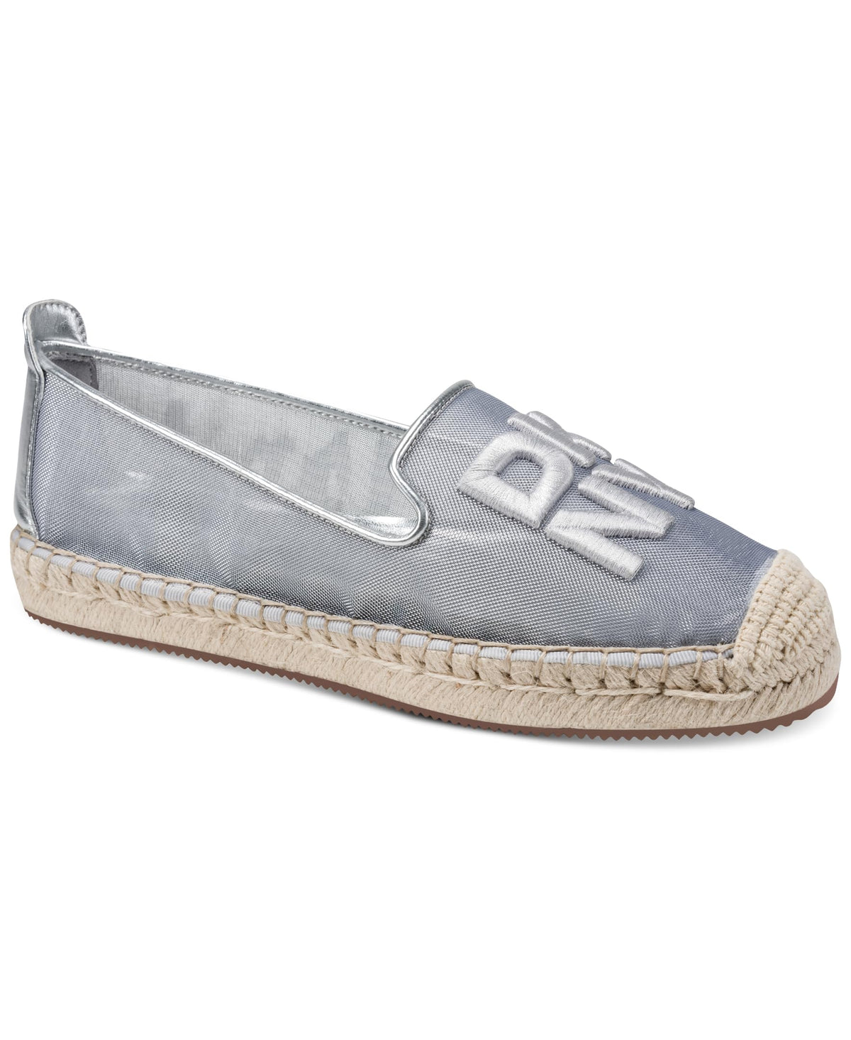 DKNY Women's Miretta Sheer Espadrille Closed Toe Sandal Mule, Silver, 9.5DKNY Women's Miretta Sheer Espadrille Closed Toe Sandal Mule, Silver, 9.5