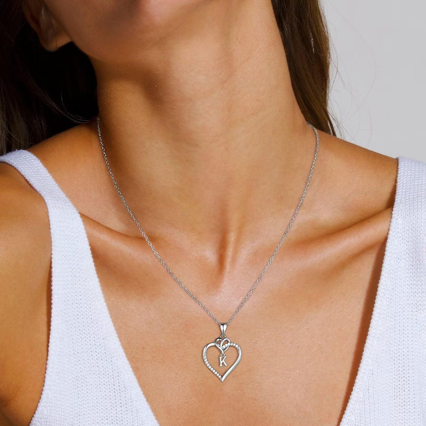STORUP Heart Initial Necklaces for Women Girls, 14K-Gold-Plated Initial A-Z Heart Necklaces for Teen Girl Jewelry Birthday Gifts for Girls Women Her Wife Mom