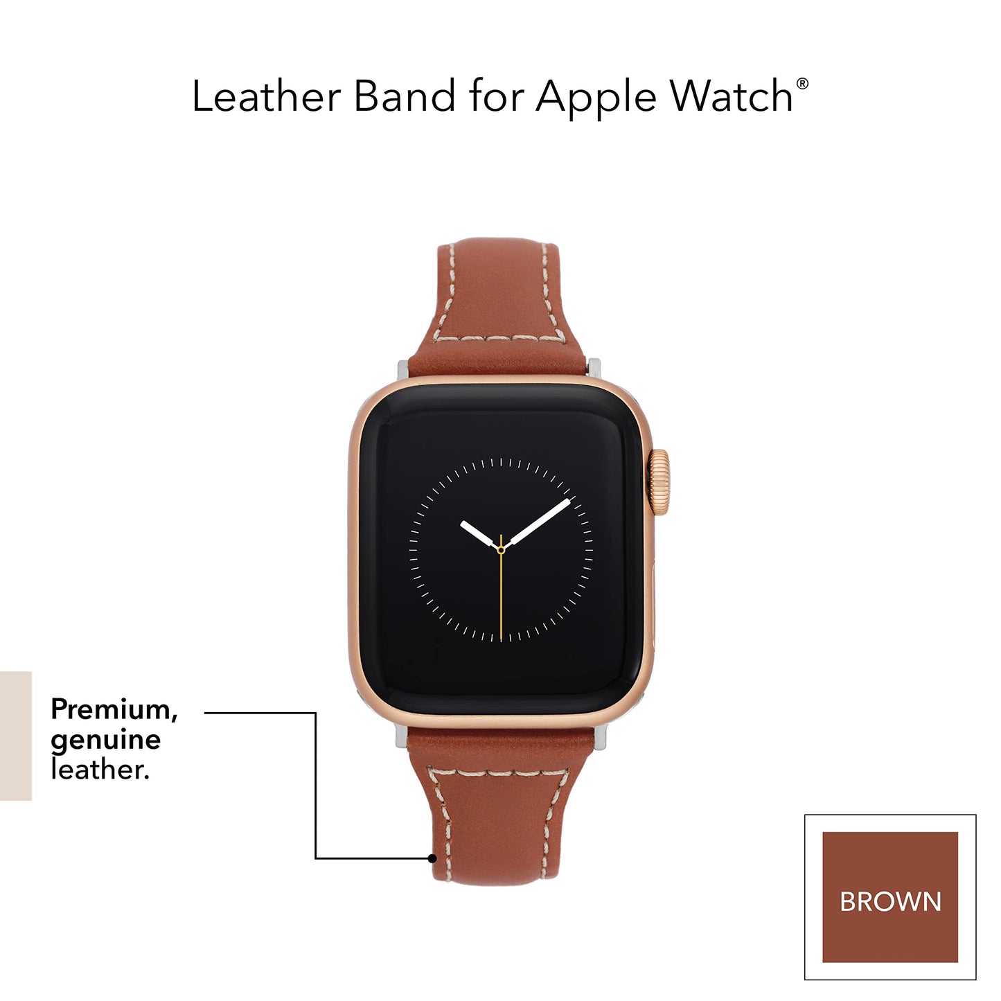 Anne Klein Leather Fashion Band for Apple Watch Secure, Adjustable, Apple Watch Band Replacement, Fits Most Wrists