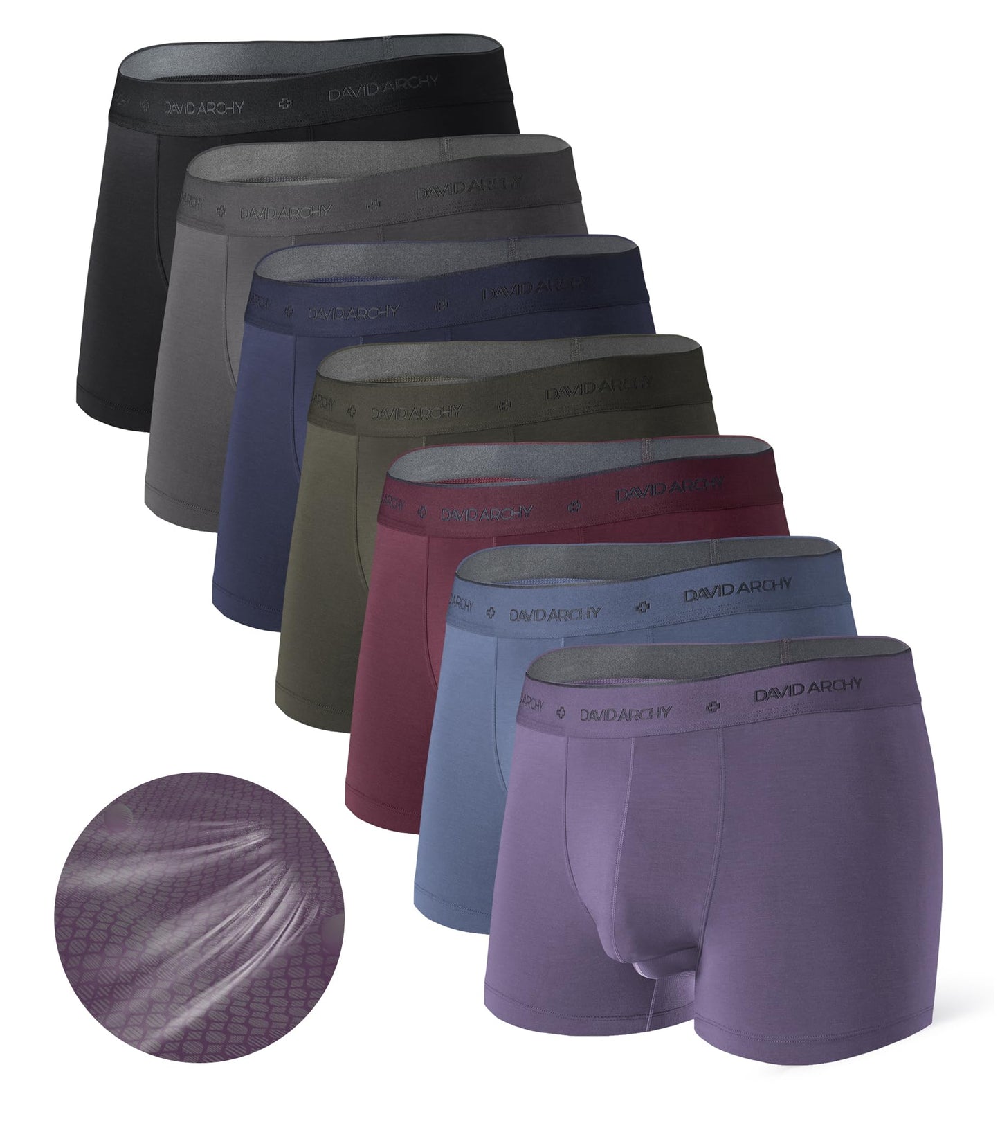 DAVID ARCHY Men's Underwear Modal Boxer Briefs Trunks Multi-Pack | Dual Pouch with Fly, Ultra Soft Second Skin Feel, Breathable Stretch Spandex, Anti Chafing, Daily Lounging Work Travel