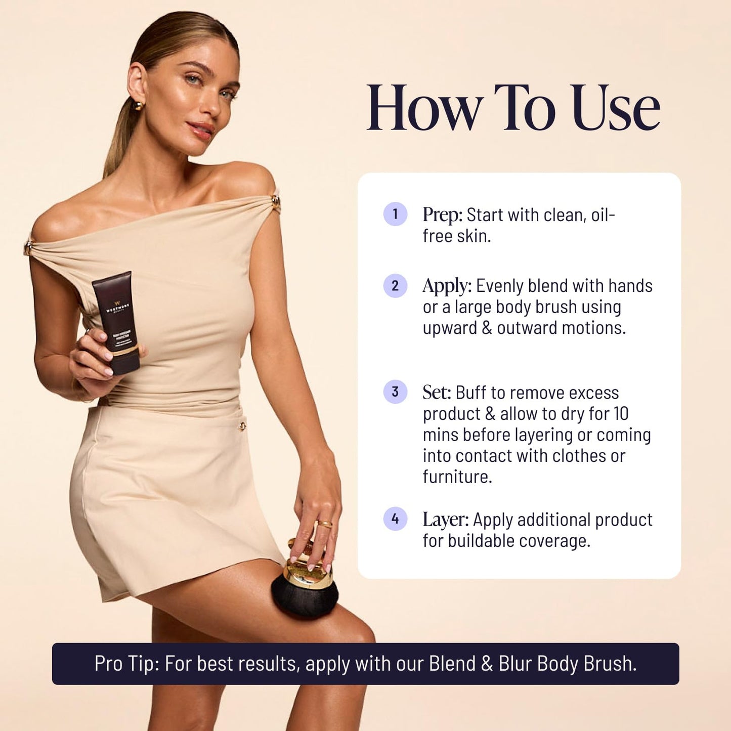 Westmore Beauty Body Coverage Perfector – Waterproof Leg & Body Makeup/Bronzer For Women - Best Tattoo Cover Up Makeup & Tattoo Concealer - 3.5 Oz Natural Radiance
