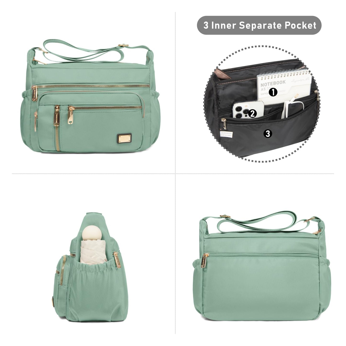 NPBAG Crossbody Bag for Women, Shoulder Purse Handbag Messenger Bag, Trendy Pocketbooks, Waterproof and Multi-Pockets