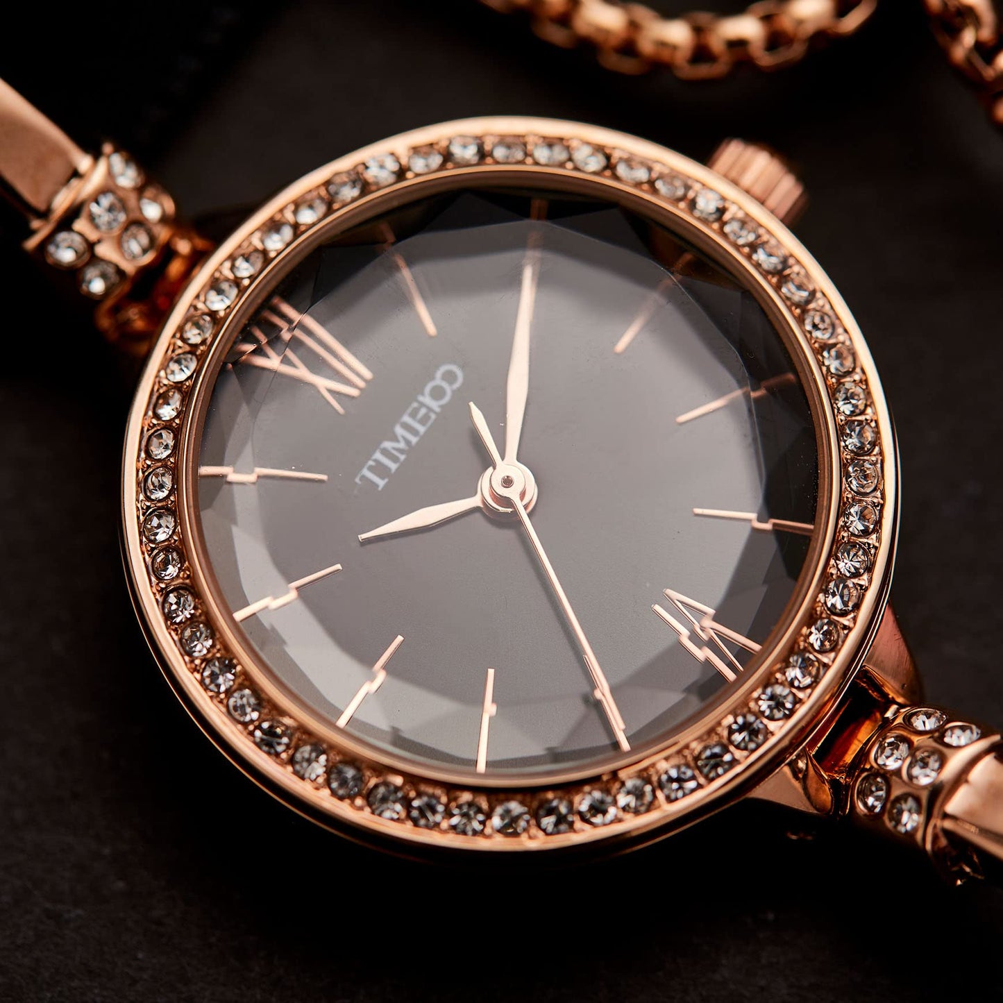 TIME100 Women's Bracelet Watches Ladies Quartz Wrist Watch with Green Dial Bezel with Crystals in Movement Bracelet Strap with Diamonds Waterproof