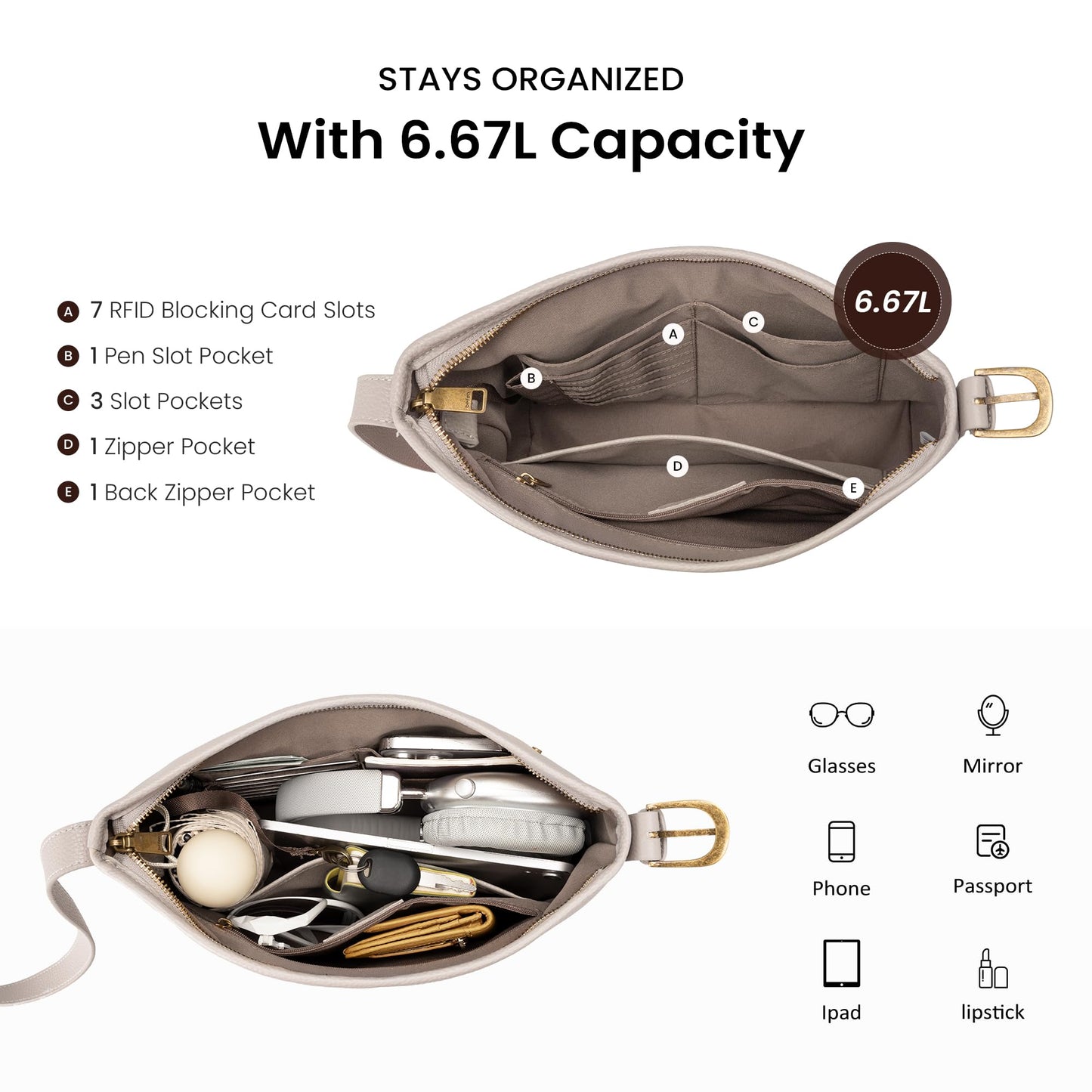 befen Genuine Leather Purses for Women, RFID Medium Leather Crossbody Bags Shoulder Purse Handbags