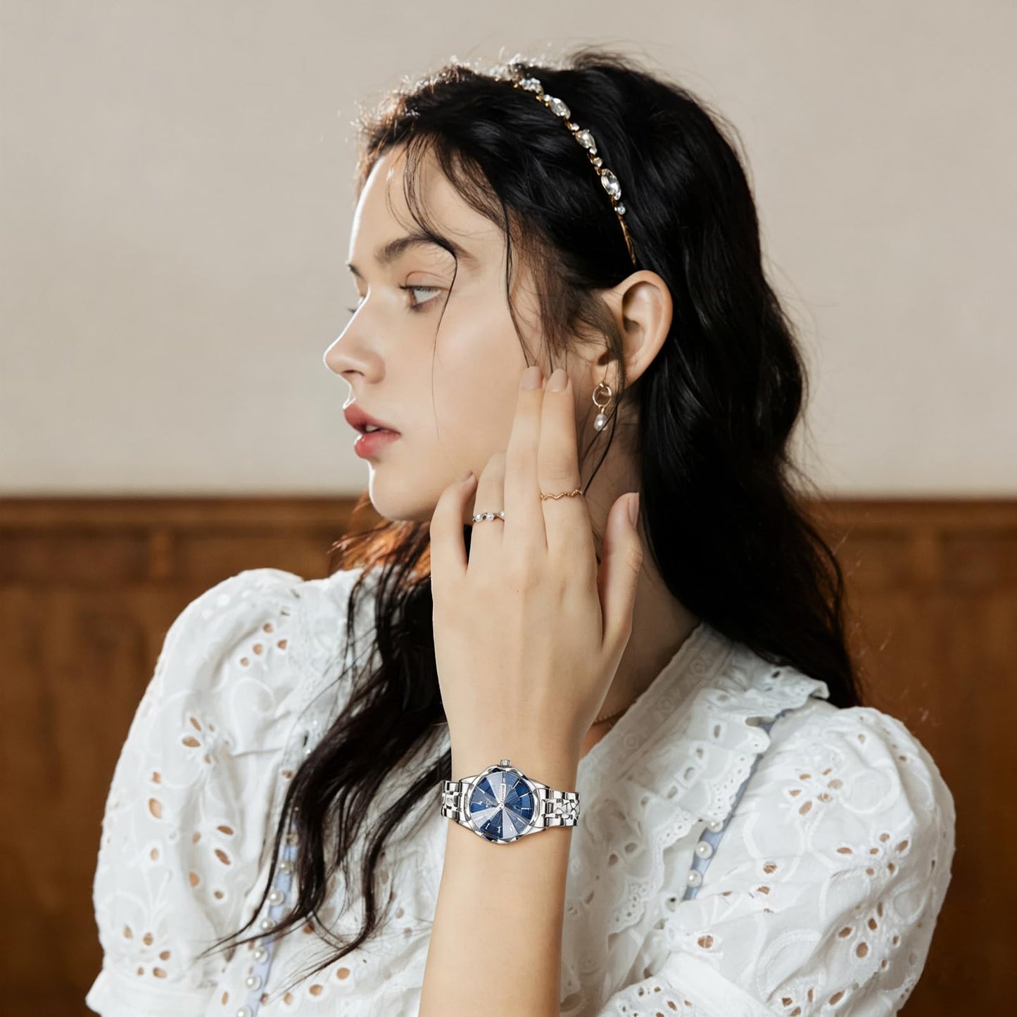 OLEVS Women's Luxury Elegant Watch, Fashion Waterproof Ladies Dress Watch, Stainless Steel Gold Silver Watches for Women, Small Wrist with Day Date, Ideal for Gift Daily Wear