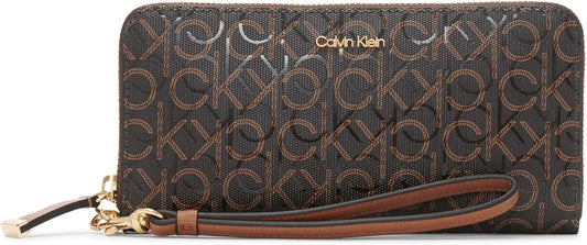 Calvin Klein Women's Key Item Saffiano Continental Zip Around Wallet With Wristlet Strap
