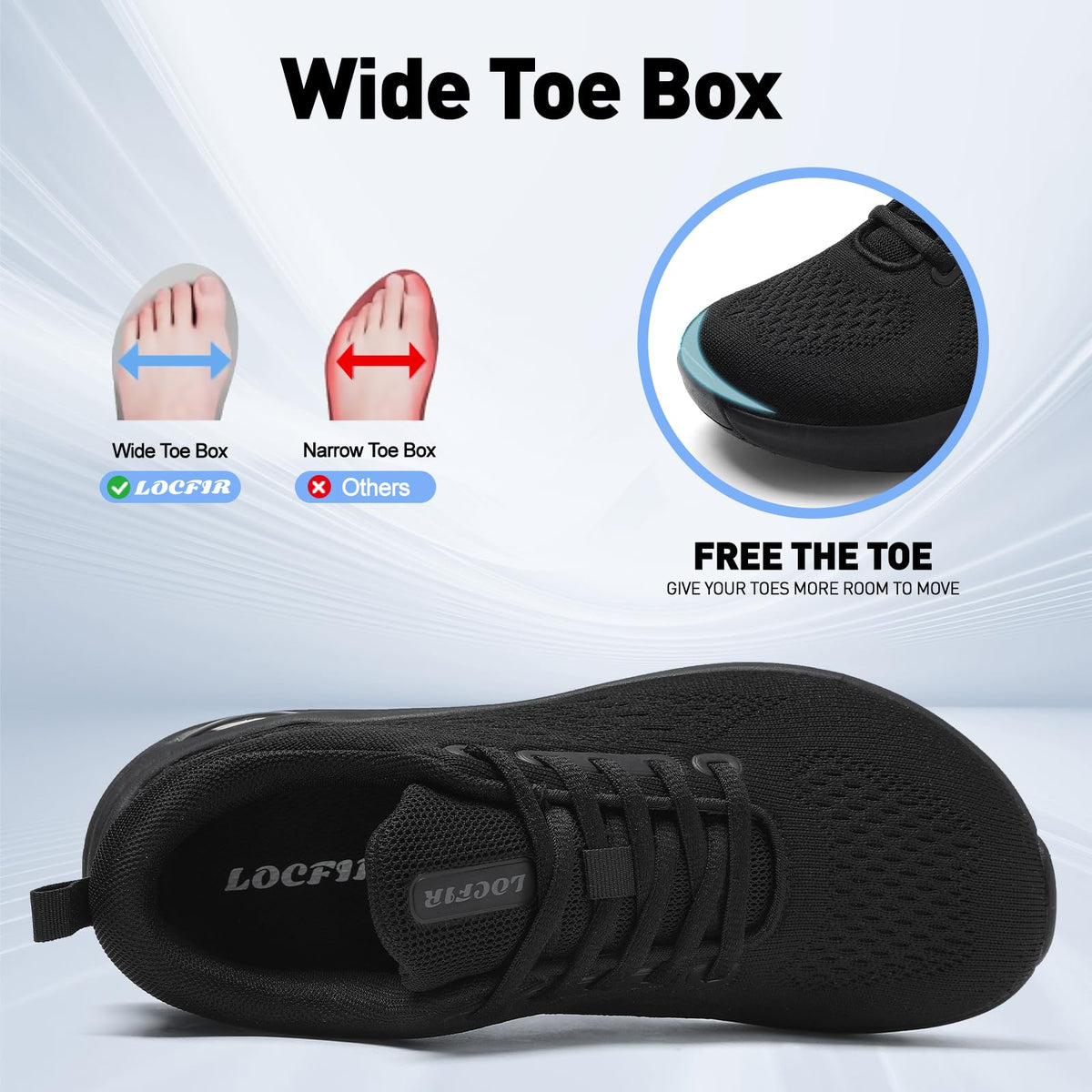LOCFIR Wide Toe Box Walking Shoes Women with Cushioned Arch Support Orthopedic Running Sneakers for Plantar Fasciitis Non-Slip Lightweight Comfortable Breathable Workout Tennis Shoes Grey Purple US 8LOCFIR Wide Toe Box Walking Shoes Women with Cushioned A