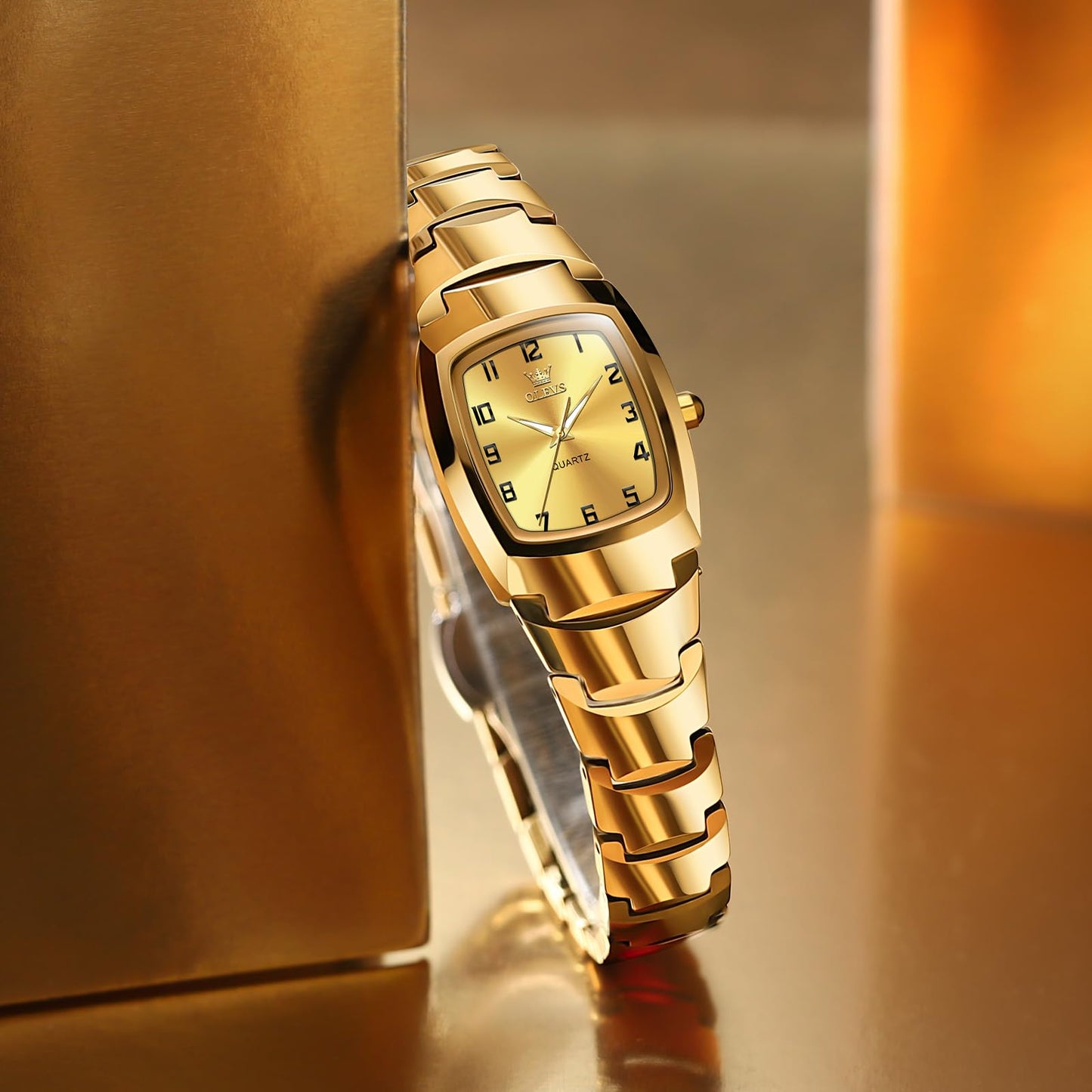 OLEVS Watch Women Luxury Classic Stainless Steel Small Wrist Dress Watches for Women Waterproof Analog Day Date Dainty Fashion Dress Female Watch-(Black/Rose Gold/Gold Face)