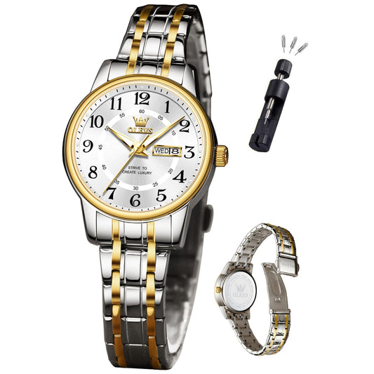 OLEVS Watch for Women Luxury Fashion Diamond Classic Arabic Dial Wrist Women's Watches with Date Waterproof Stainless Steel Quartz Ladies Watch