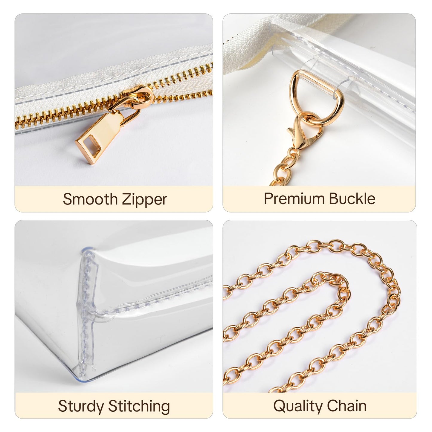 BS-VOG Clear Purse for Women - Stadium Approved Small Crossbody Bag with Zipper, Clear Stadium Bag for Concerts, Sports