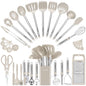Kitchen Utensil Set-Silicone Cooking Utensils-33 Kitchen Gadgets & Spoons for Nonstick Cookware-Silicone and Stainless Steel Spatula Set-Best Kitchen Tools, Useful Pots