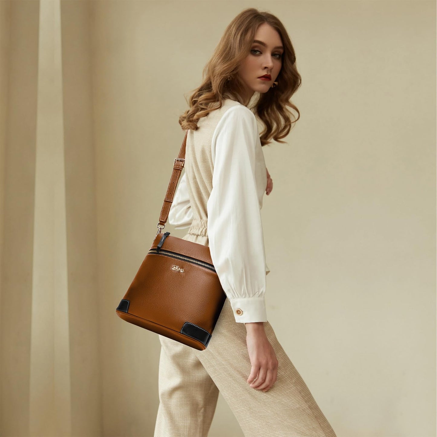 BOYATU Leather Crossbody Bag for Women: Designer Shoulder Purse for Travel - Trendy Genuine Leather Handbag for Everyday
