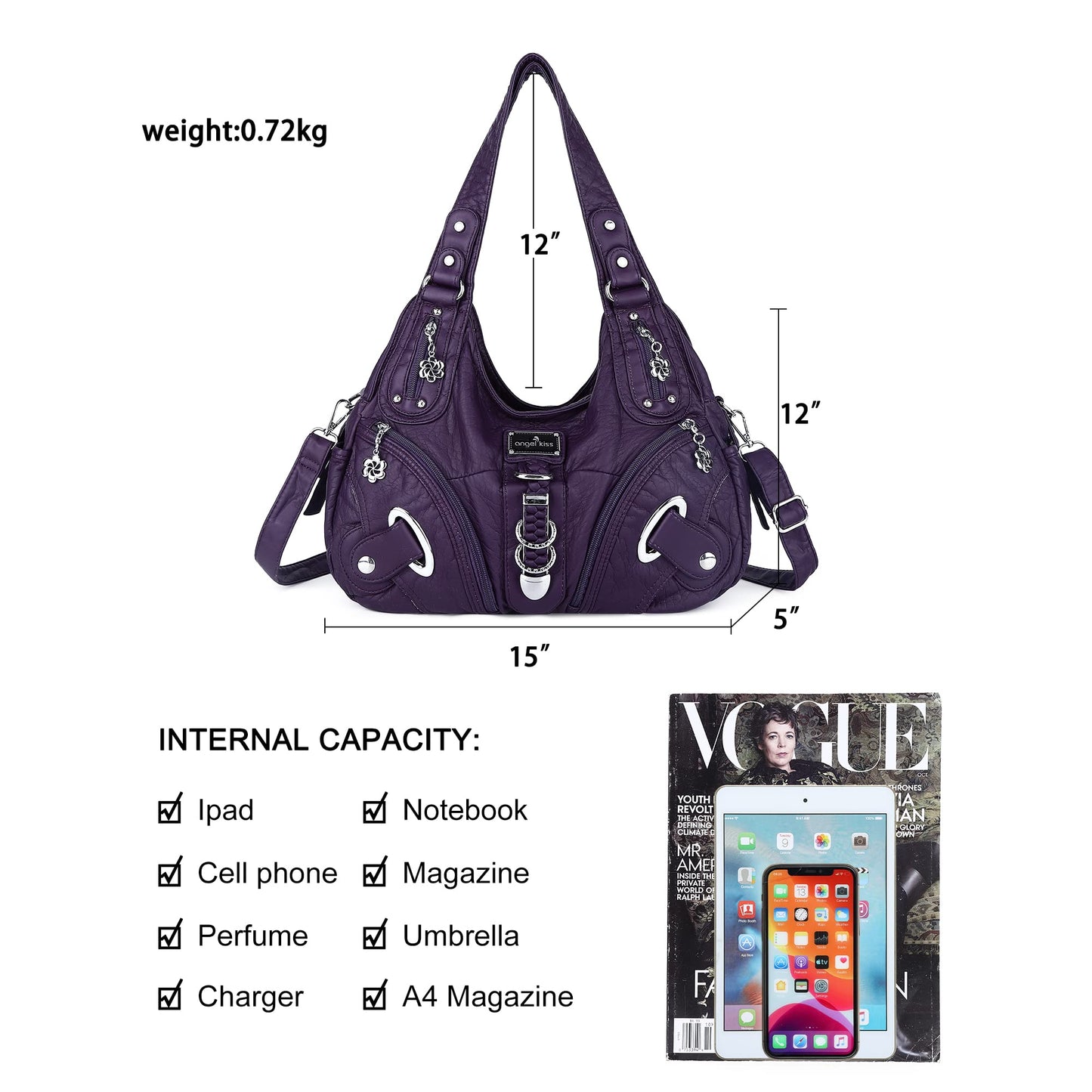 Angelkiss Hobo Purses and handbags for Women Satchel Handbag Women Purses Large Daily Shoulder Bags