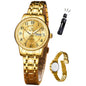 OLEVS Watch for Women Luxury Fashion Diamond Classic Arabic Dial Wrist Women's Watches with Date Waterproof Stainless Steel Quartz Ladies Watch
