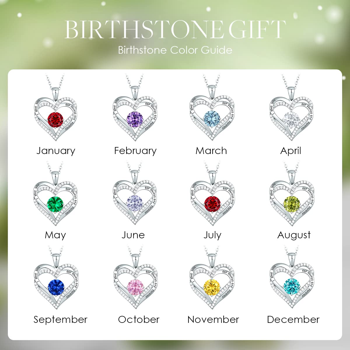 CDE Forever Love Heart Necklaces for Women, Wedding Anniversary, Valentine's，Birthday Mothers Christmas Day Gifts for Mom, Mother, Wife, S925 Silver Jewelry with Birthstone Pendant