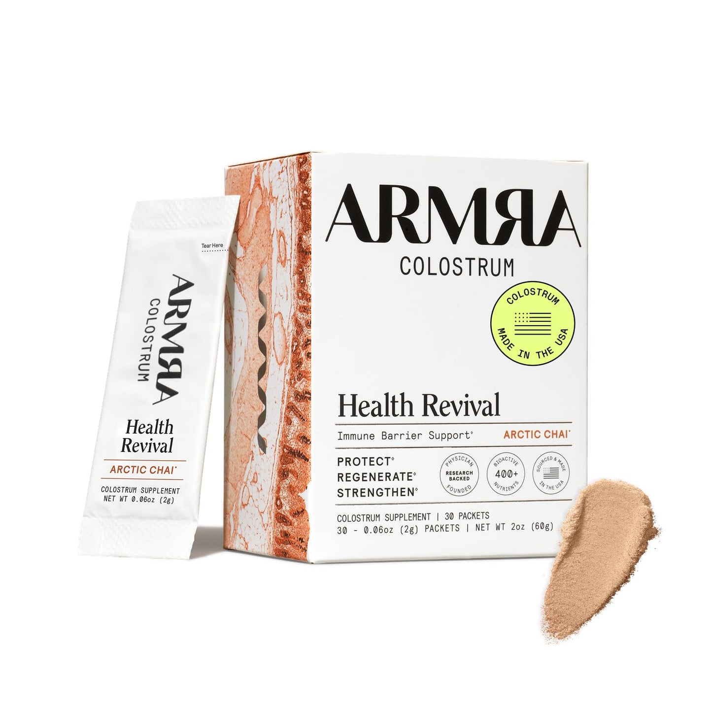 ARMRA Colostrum™ Powder | Blood Orange | Gut Health & Bloating | Skin & Hair | Immunity | Keto, Gluten & Fat-Free | 30 Servings