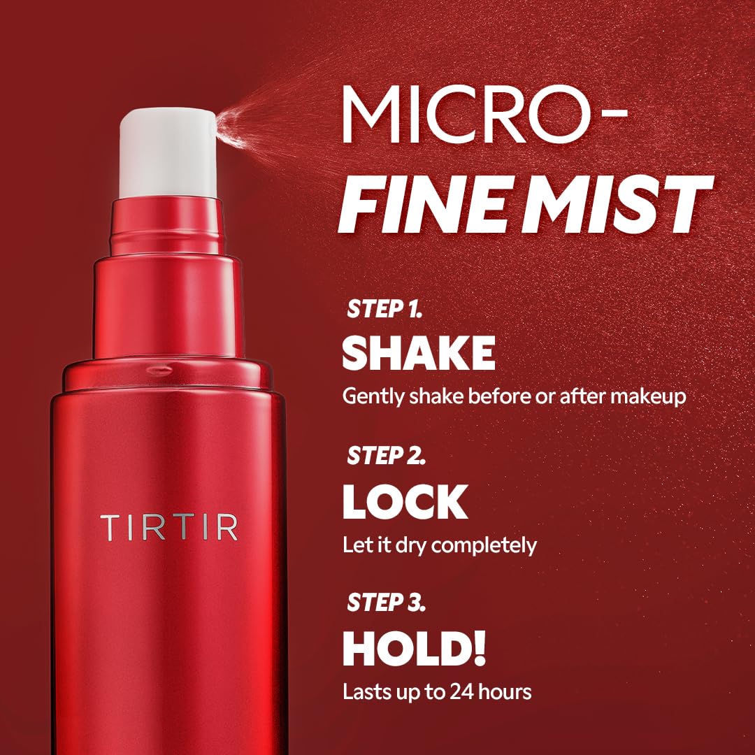 TIRTIR Waterproof Setting Spray – 24 Hour Long Lasting Fix, Sweatproof Water Resistant Makeup Finisher – Ethanol Free, Semi Matte Finish for Oily Skin – Korean Makeup Fixer
