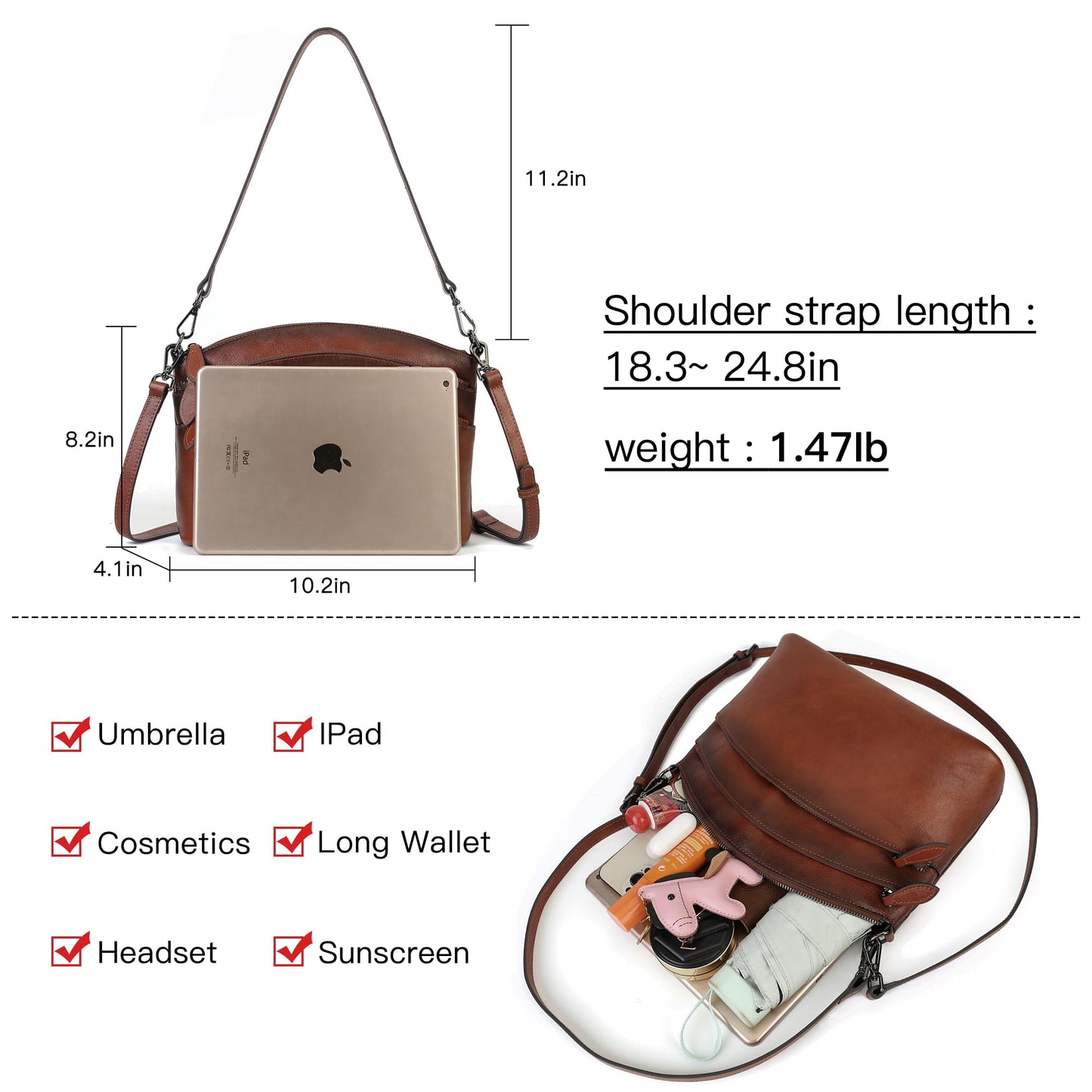 Genuine Leather Purses for Women Vintage Crossbody Bags for Women Hand Bags Women's Shoulder Handbags | Genuine Leather