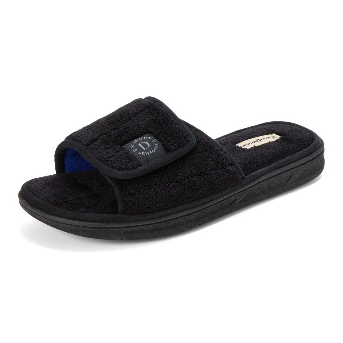Dearfoams Men's Indoor/Outdoor Adjustable Terry Slide, Black, X-LargeDearfoams Men's Indoor/Outdoor Adjustable Terry Slide, Black, X-Large