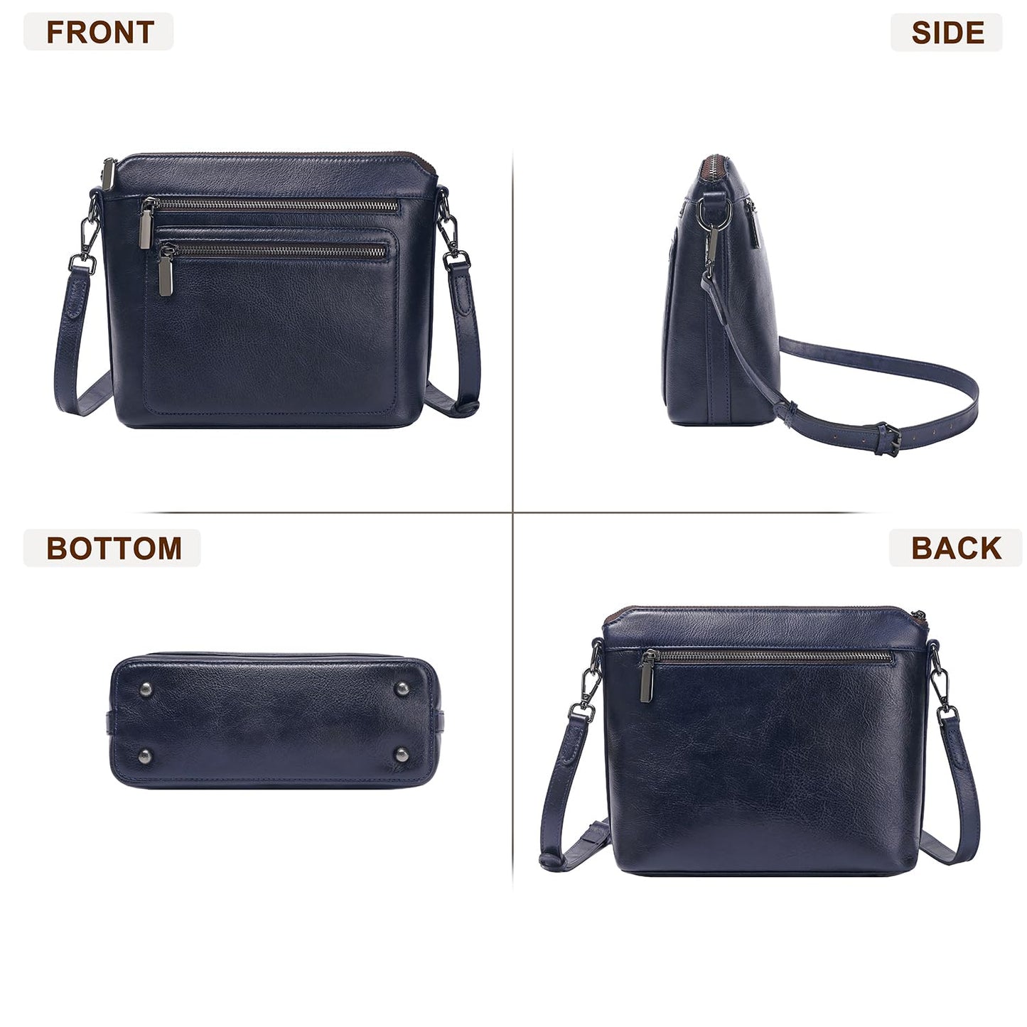 COOLCY Genuine Leather Crossbody Bags for Women Purses and Handbags for Ladies with Multiple Pockets Shoulder Satchel Bag