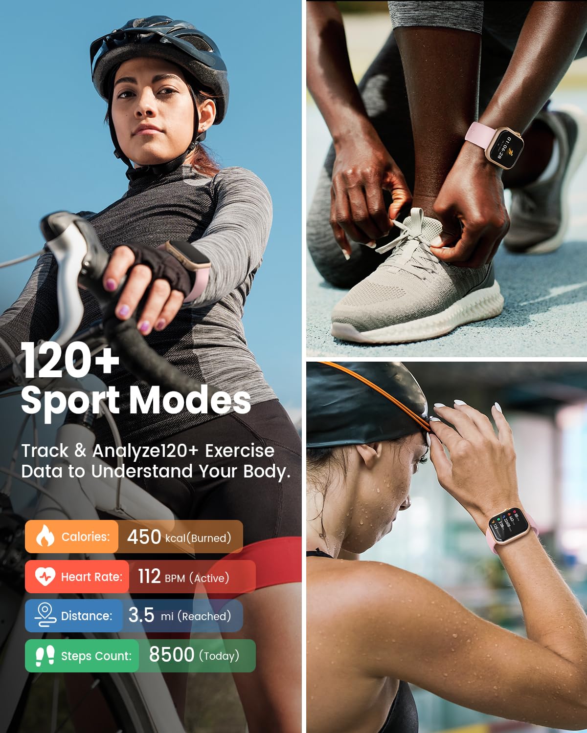 Smart Watch for Women for iPhone Android: 1.85"Smartwatch with Make/Answer Call Sleep Heart Rate SpO2 Blood Pressure Monitor IP68 Waterproof 120+Sport Mode Fitness Tracker 1000mAh Battery 2Bands Pink