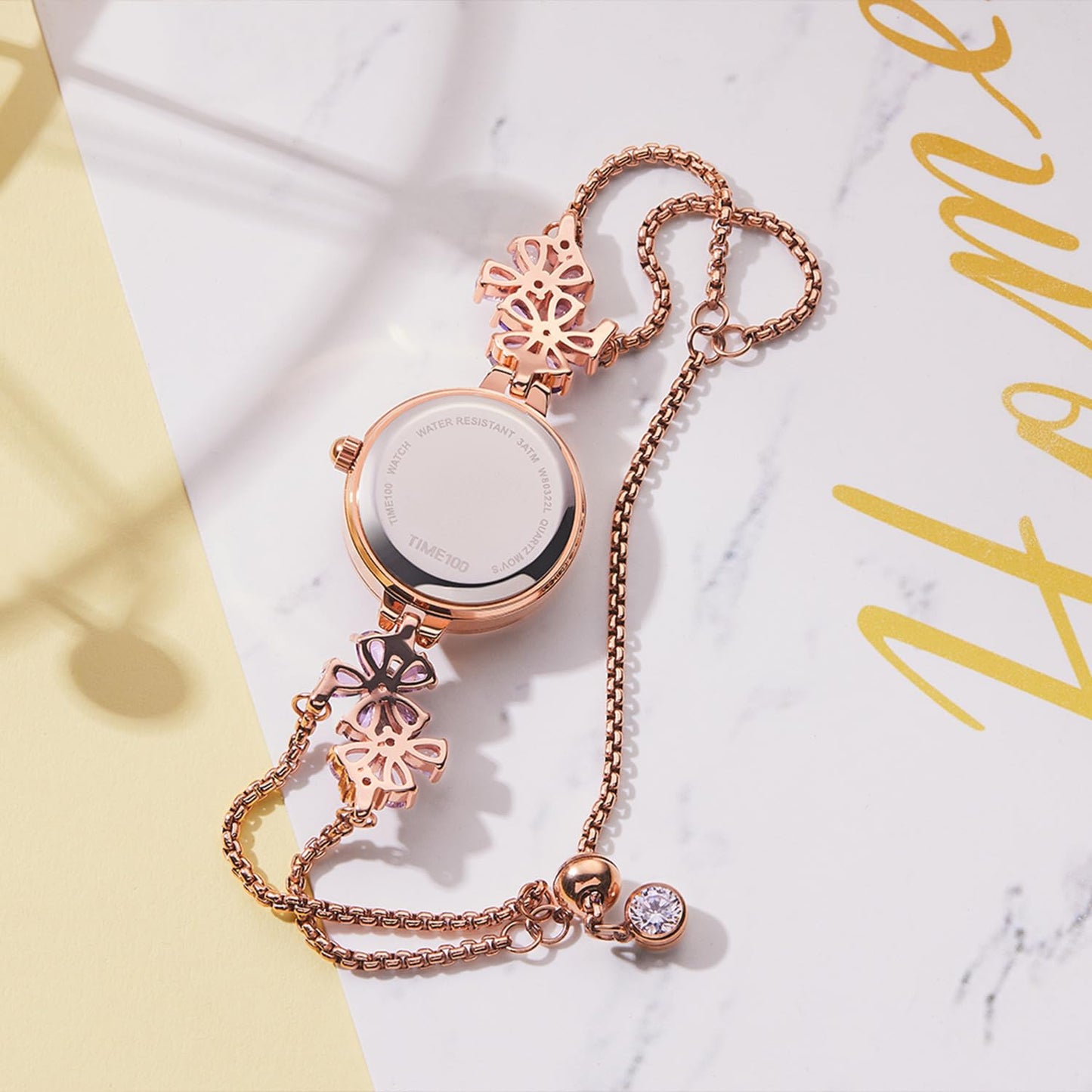 TIME100 Women's Bracelet Watches Ladies Quartz Wrist Watch with Green Dial Bezel with Crystals in Movement Bracelet Strap with Diamonds Waterproof